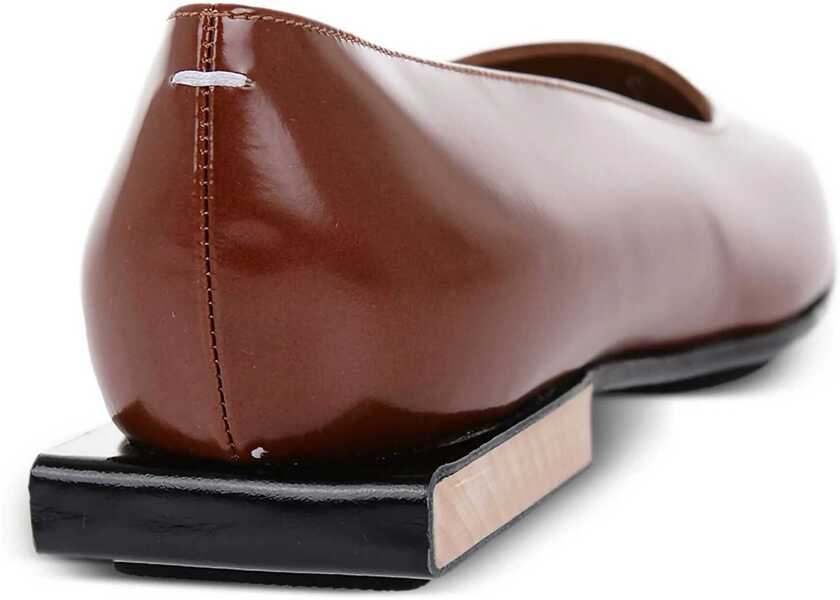 Balerini casual Maison Margiela Leather Squared-Toe Ballerina Shoes Brown Femei (BM 16493421) 3