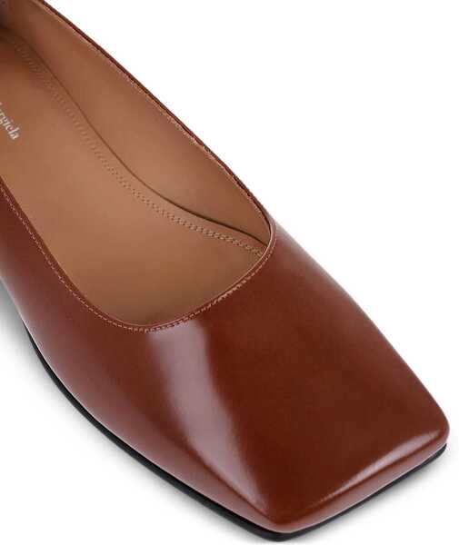 Balerini casual Maison Margiela Leather Squared-Toe Ballerina Shoes Brown Femei (BM 16493421) 4