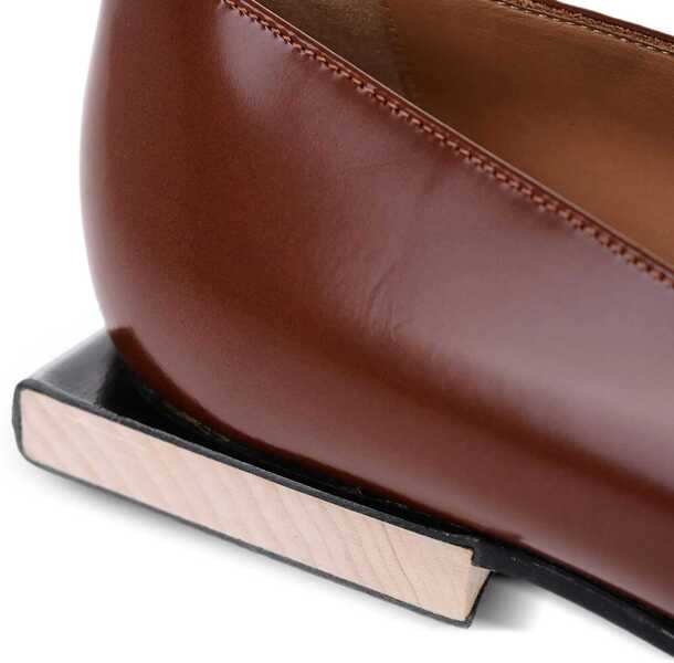 Balerini casual Maison Margiela Leather Squared-Toe Ballerina Shoes Brown Femei (BM 16493421) 5