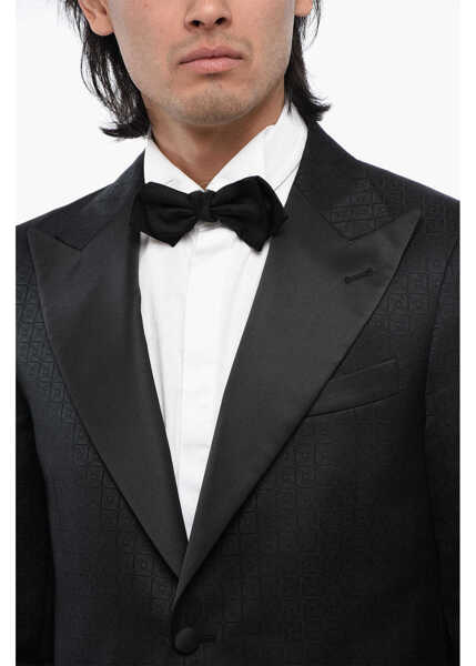 Sacouri elegante CORNELIANI Cc Collection Satin Peak Lapel Cerimonia Reward Jacquard Bla Black Barbati (BM 16493457) 3
