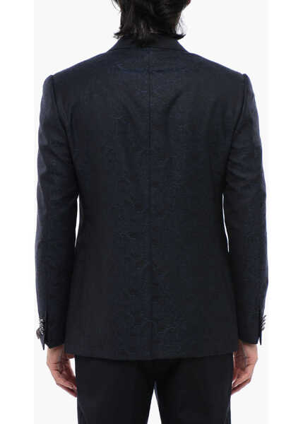 Sacouri CORNELIANI Peak Lapel Cerimonia Academy Jacquard Blazer Blue Barbati (BM 16493460) 2