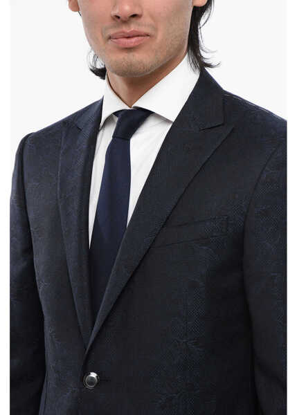 Sacouri CORNELIANI Peak Lapel Cerimonia Academy Jacquard Blazer Blue Barbati (BM 16493460) 3