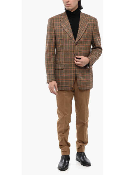 Sacouri CORNELIANI Cc Collection Virgin Wool Blazer With District Check Motif Brown Barbati (BM 16493472) 4