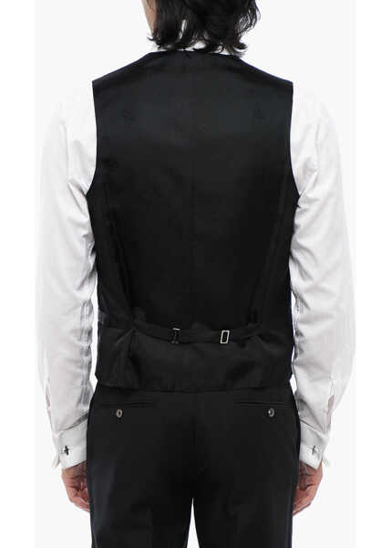 Veste costum CORNELIANI Embroidered Silk Academy Cerimo Waistcoat With 4-Buttons Black Barbati (BM 16493478) 2
