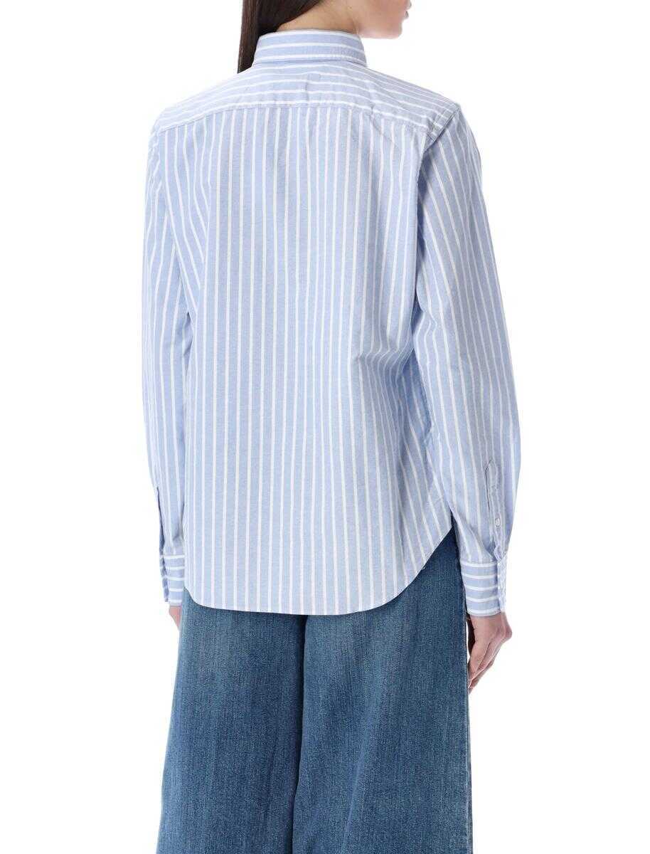 Tricouri Polo Ralph Lauren Polo Ralph Lauren Oxford Cotton Shirt HARBOUR BLUE WHITE STRIPES Femei (BM 16494708) 2