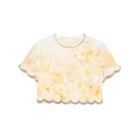 Topuri Zimmermann 'Crush' Short Top In Yellow Linen With Floral Print Femei