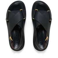 Sandale fara toc Dama - Sandale fara toc Marni Leather Fussbett Sand BLACK Femei (BM 16497948) - B-mall.ro