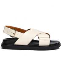 Sandale fara toc Leather Fussbett Sand Femei