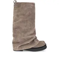 Bocanci 'Robin' Beige Boots With Logo Plaque On The Rear And Pull-Tab At The Heel In Suede Leather Woman Femei
