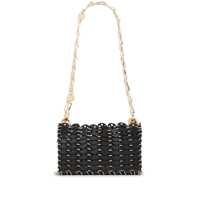 Genti de umar Black Shoulder Bag With Two Chain-Link Shoulder Straps And Logo Engraved Discs In Leather Woman Femei