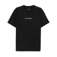 Tricouri Black Crewneck T-Shirt With Logo Lettering On The Front In Cotton Man Barbati