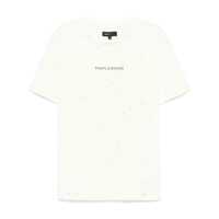 Tricouri White Crewneck T-Shirt With Logo Lettering On The Front In Cotton Man Barbati