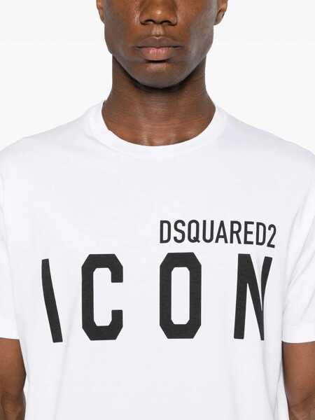 Tricouri DSQUARED2 White Crewneck T-Shirt With Maxi Logo Print On The Front In Cotton Man WHITE Barbati (BM 16501743) 5