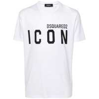 Tricouri White Crewneck T-Shirt With Maxi Logo Print On The Front In Cotton Man Barbati