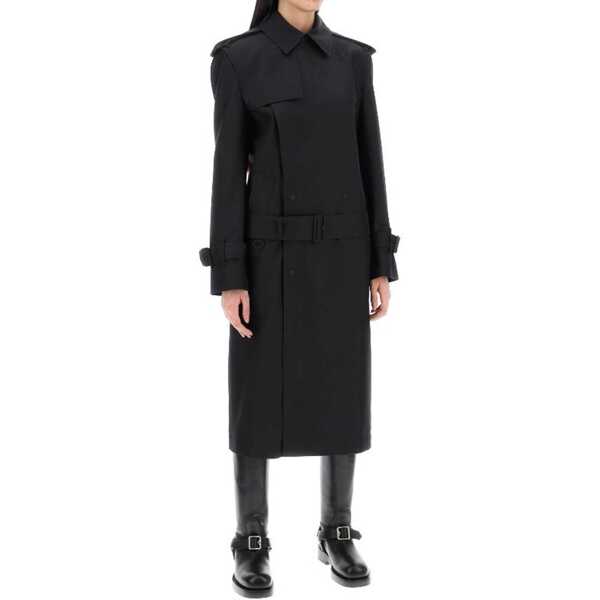 Paltoane Burberry Burberry Blend Silk Trench Coat Black Femei (BM 16505196) 2