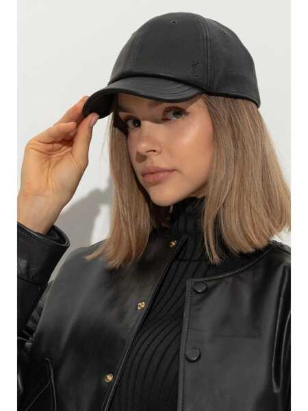 Sepci Saint Laurent Saint Laurent Cassandre Leather Cap Black Femei (BM 16505688) 2