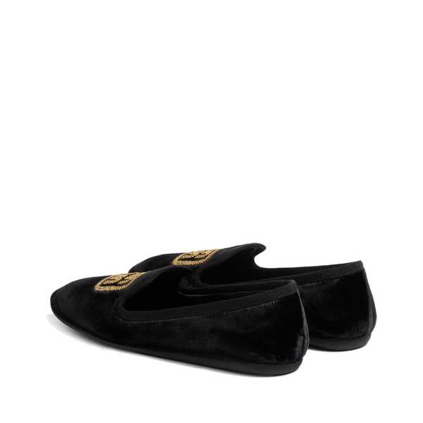 Pantofi fara toc Miu Miu Miu Miu Logo Velvet Flats Black Femei (BM 16505733) 3