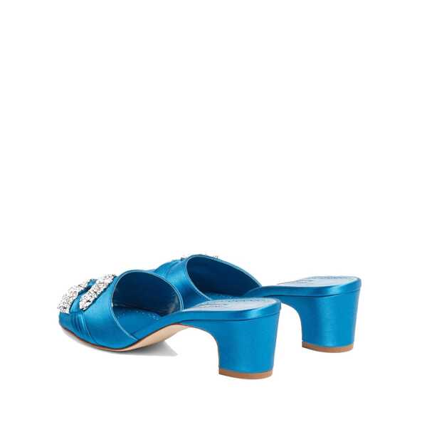 Saboti Manolo Blahnik Manolo Blahnik Prinap 050 Satin Mules Blue Femei (BM 16505748) 3
