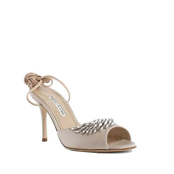 Sandale Manolo Blahnik Manolo Blahnik Plumena 090 Satin Sandals Beige Femei (BM 16505751) 2