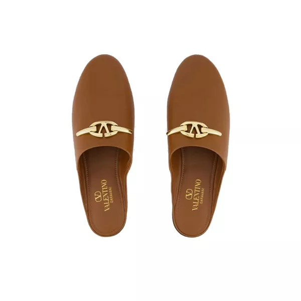 Saboti Valentino Garavani Valentino Garavani VLogo Signature Leather Mules Brown Femei (BM 16505832) 3