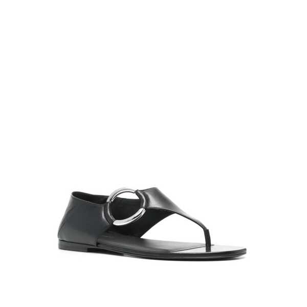 Sandale Saint Laurent Saint Laurent Ring Leather Flat Sandals Black Femei (BM 16505859) 2