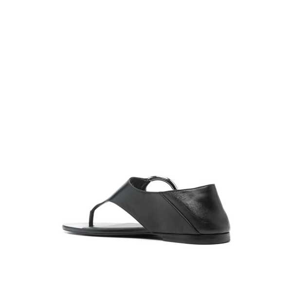 Sandale Saint Laurent Saint Laurent Ring Leather Flat Sandals Black Femei (BM 16505859) 3