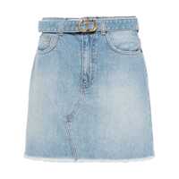 Fuste Light Blue Mini Skirt With Belt With Logo In Denim Woman Femei
