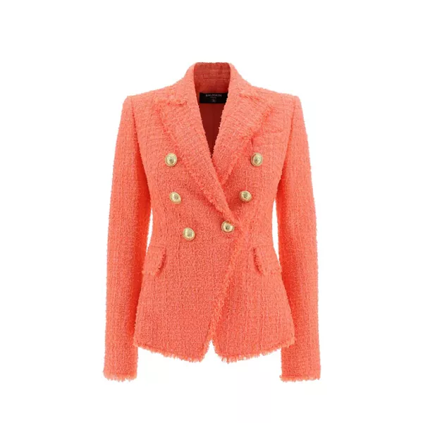 Sacouri Balmain Balmain Double-Breasted Blazer Orange Femei (BM 16512093) 1