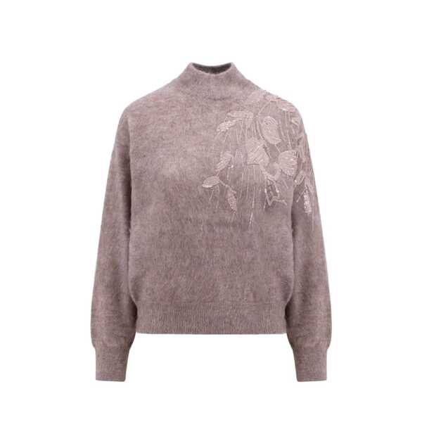 Pulovere Brunello Cucinelli Brunello Cucinelli T-Neck Knit Beige Femei (BM 16512219) 1