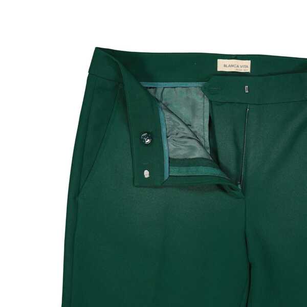 Pantaloni casual BLANCA VITA Blanca Vita Cropped Tailored Trousers Green Femei (BM 16512336) 3