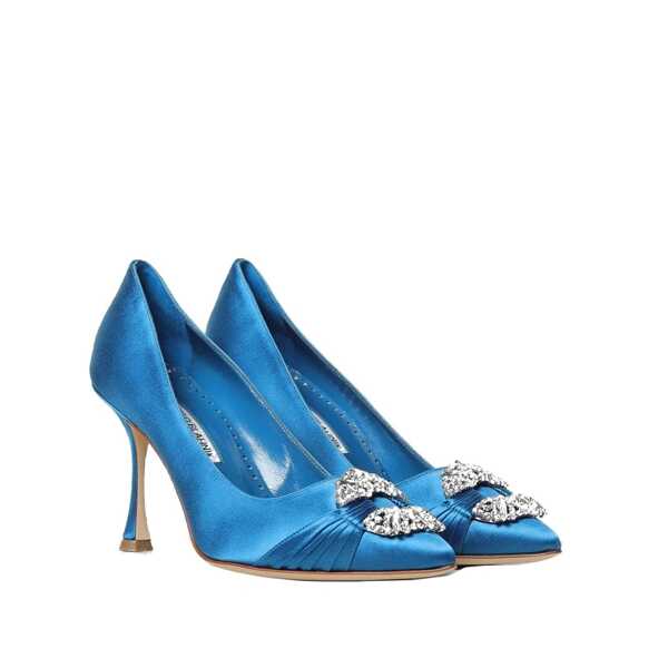Pantofi cu toc Manolo Blahnik Manolo Blahnik Maida 090 Satin Pumps Blue Femei (BM 16512927) 2