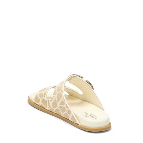 Sandale Valentino Garavani Valentino Garavani Toile Iconographe Flat Sandals Ivory Femei (BM 16514709) 3