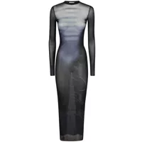 Rochii Jean Paul Gaultier Mesh Crew Neck Long Dress Printed "Le Mâle" Clothing Femei