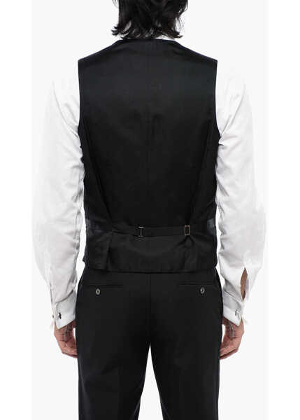 Veste costum CORNELIANI Two-Tone Silk Waistcoat Black Barbati (BM 16539000) 2