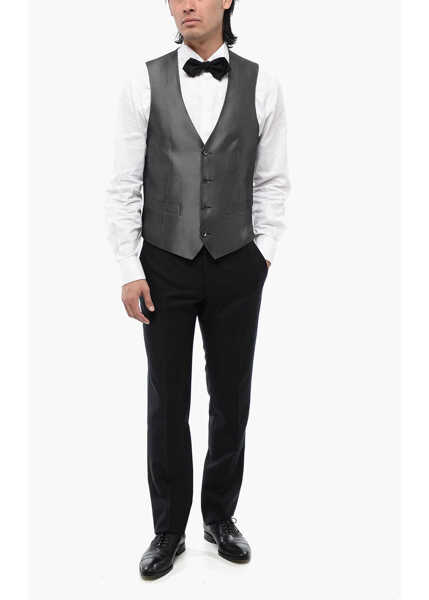 Veste costum CORNELIANI Two-Tone Silk Waistcoat Black Barbati (BM 16539000) 4