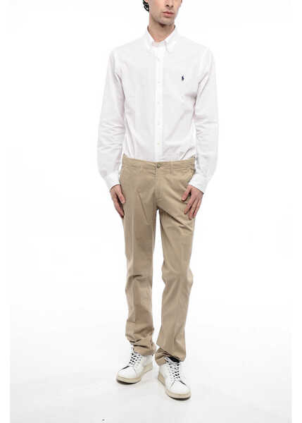 Pantaloni casual CORNELIANI Id Stretch Cotton Chinos Pants With Belt Loops Beige Barbati (BM 16539372) 4