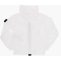 Bluze de trening Stone Island pentru Baieti - Bluze de trening Stone Island Brushed Cotton Sweatshirt With Hood And Zip Closure White Baieti (BM 16539390) - B-mall.ro