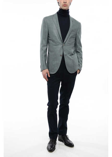 Sacouri CORNELIANI Half-Lined Silk Blend Blazer With Patch Pockets Green Barbati (BM 16539441) 4