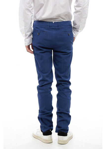 Pantaloni casual CORNELIANI Id Linen And Cotton-Blended Pants Blue Barbati (BM 16539816) 2
