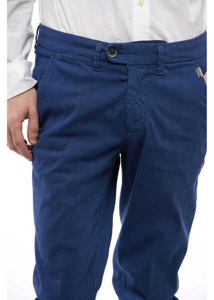 Pantaloni casual CORNELIANI Id Linen And Cotton-Blended Pants Blue Barbati (BM 16539816) 3