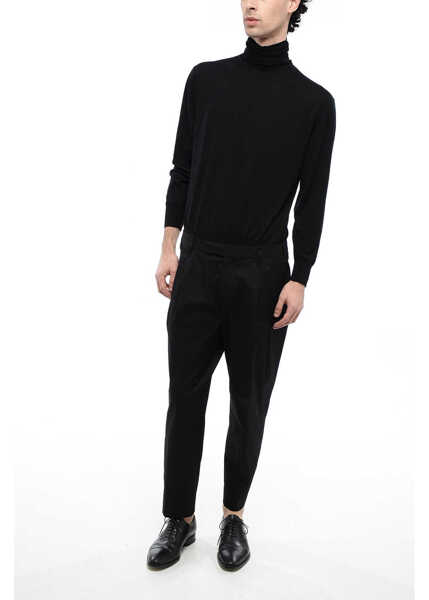 Pantaloni casual Neil Barrett Double-Pleated Mick Stretch Cotton Pants Black Barbati (BM 16540206) 4