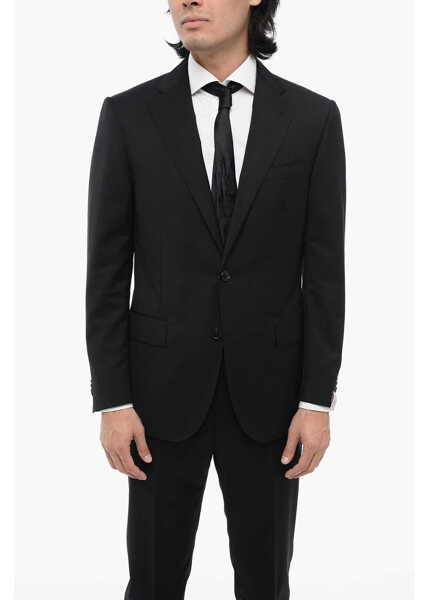 Costume CORNELIANI 2 Button Leader Virgin Wool Suit With Flap Pockets Black Barbati (BM 16545480) 2