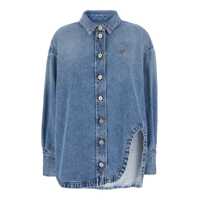 Camasi Blue Shirt With Classic Collar And Embroidered Detail On The Front In Cotton Woman Femei
