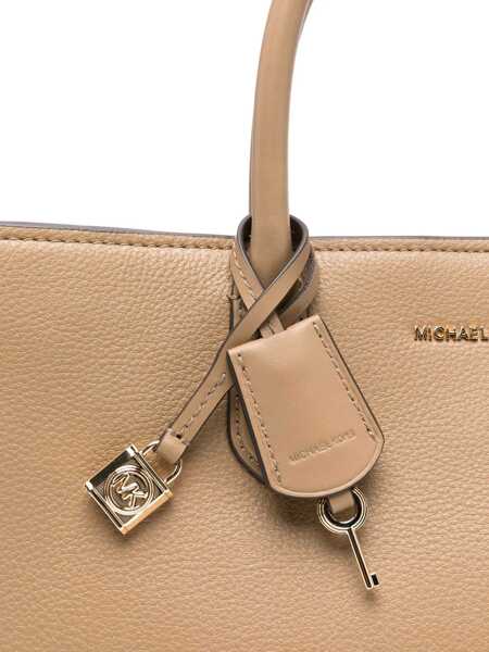 Genti de mana Michael Kors Scarlett Beige Handbag With Logo Lettering On The Front And Hanging Key Fob In Grained Leather Woman Beige Femei (BM 16560966) 4