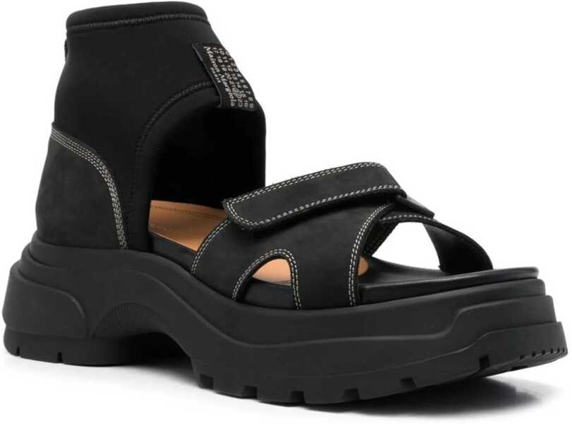 Sandale fara toc Maison Margiela Suede Sandals With Tank Sole Black Femei (BM 16565070) 2
