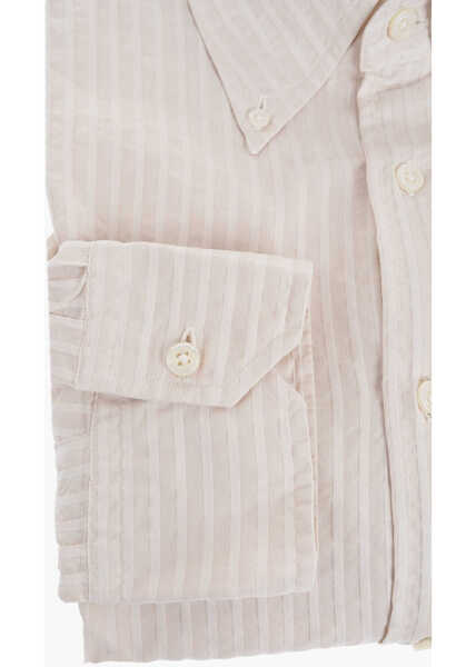 Camasi casual CORNELIANI Id Jacquard Silk Blend Button-Down Shirt Beige Barbati (BM 16565172) 3