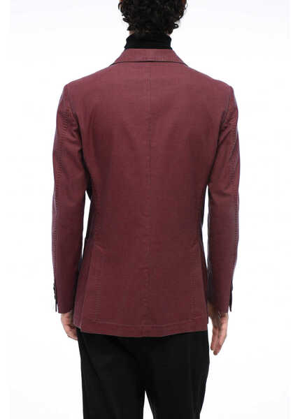 Sacouri CORNELIANI Id Cotton Side Vents Notch Lapel 3-Button Blazer Burgundy Barbati (BM 16565304) 2
