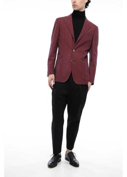Sacouri CORNELIANI Id Cotton Side Vents Notch Lapel 3-Button Blazer Burgundy Barbati (BM 16565304) 4