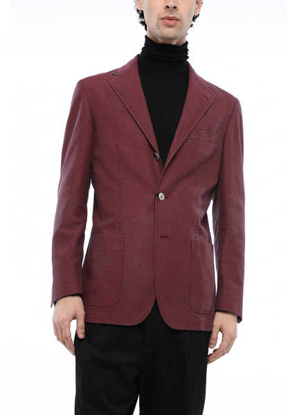 Sacouri CORNELIANI Id Cotton Side Vents Notch Lapel 3-Button Blazer Burgundy Barbati (BM 16565304) 1