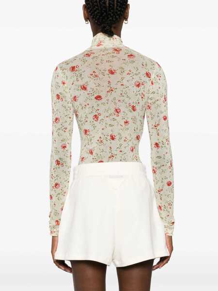 Body-uri Prada Prada Floral Mesh Bodysuit Red Femei (BM 16576875) 4